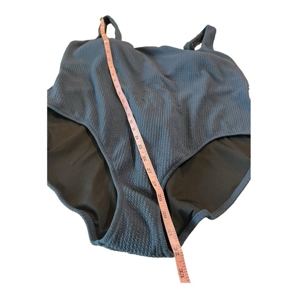 J.Crew Navy Textured Squareneck High Cut Leg One-Piece Swimsuit Size 24 NEW Plus - Picture 11 of 14